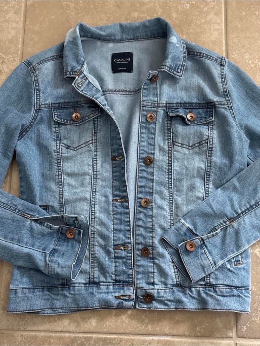 Cavalini distressed Light Blue Denim Jacket for Women